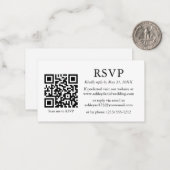 ミニマルシンプルス結婚のQR RSVPエンクロージャ ノートカード (正面/裏面インサイチュ)