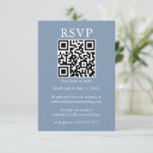 ミニマルシンプルス結婚のQR RSVPダスティブルー カード (スタンド正面)