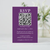 ミニマルシンプルス結婚のQR RSVPパープル カード (スタンド正面)