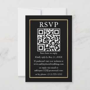 ミニマルシンプルス結婚のQR RSVPブラックと金ゴールド カード