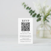ミニマルシンプルス結婚のQR RSVPブラックストライプ製品 エンクロージャーカード (スタンド正面)