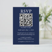 ミニマルシンプルス結婚のQR RSVPブルー カード (スタンド正面)