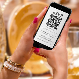 ミニマルシンプルス結婚のQR RSVP白黒 カード