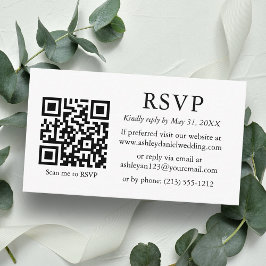 ミニマルシンプルス結婚のQR RSVP エンクロージャーカード