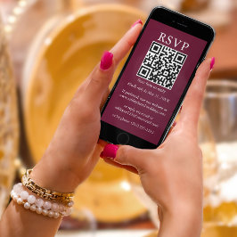 ミニマルシンプルス結婚のQR RSVP Burgundy カード