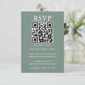 ミニマルシンプルス結婚のQR RSVP Sage Green カード (スタンド正面)