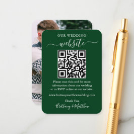 ミニマルシンプルス結婚のWebサイト写真QRグリーン エンクロージャーカード