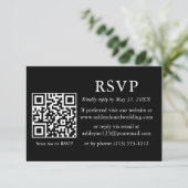 ミニマルシンプルス結婚ブラックQR RSVP カード (スタンド正面)