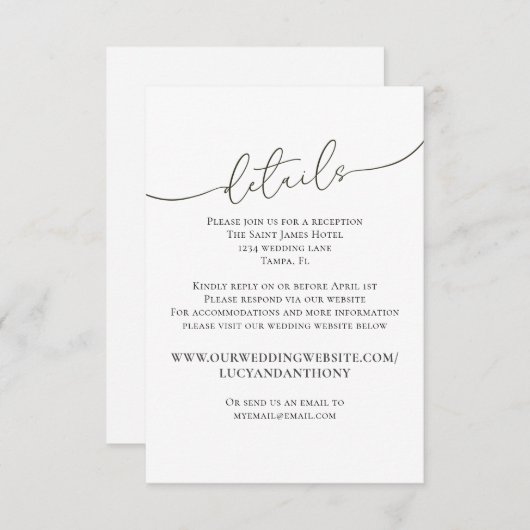 ミニマルシンプルス結婚詳細Webサイトテンプレート エンクロージャーカード (正面/裏面)