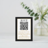 ミニマルシンプルス結婚QRブラック金ゴールドRSVP エンクロージャーカード (スタンド正面)