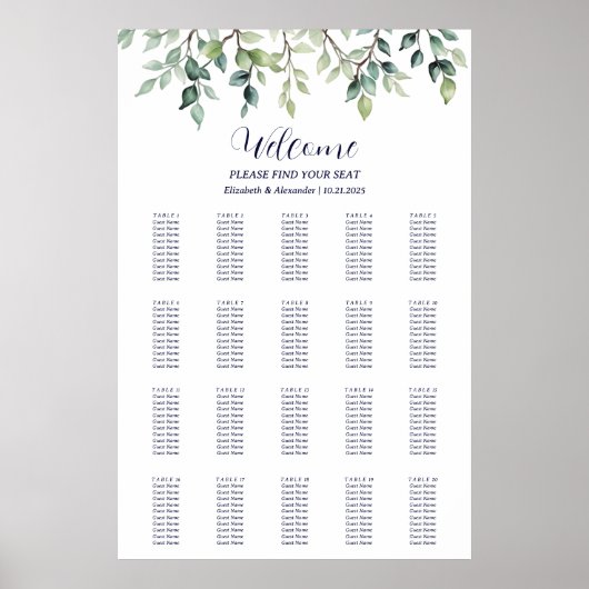 ミニマルシンプルス離れ結婚の座席表 ポスター (正面)