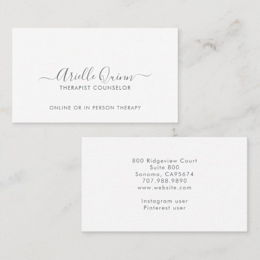ミニマルシンプルセラピストカウンセラー 名刺 (正面/裏面)
