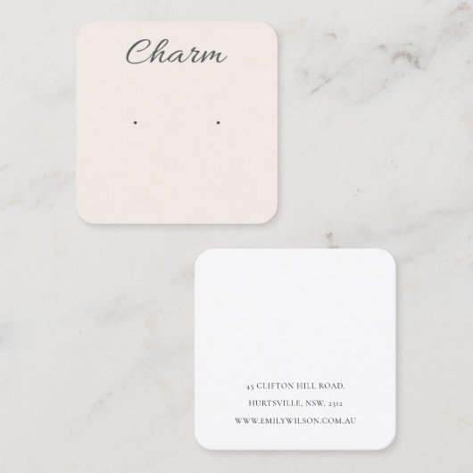 ミニマルシンプルソフト赤面ロゴイヤリングディスプレイ スクエア名刺 (正面/裏面)