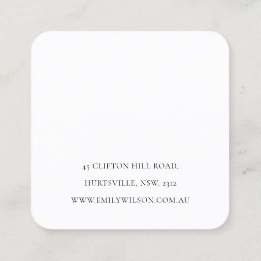 ミニマルシンプルソフト赤面ロゴイヤリングディスプレイ スクエア名刺 (裏面)