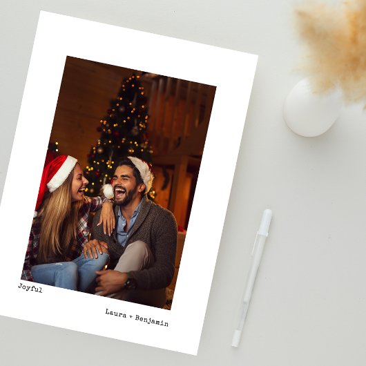 ミニマルシンプルタイプライターのクリスマスフォト シーズンカード