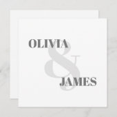ミニマルシンプルタイポグラフィグレイ結婚ズ セーブザデート (正面/裏面)