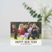 ミニマルシンプルタイポグラフィハッピーニューイヤー写真 シーズンポストカード (スタンド正面)