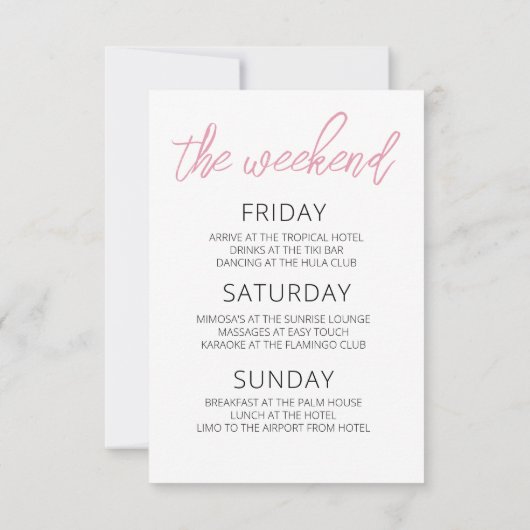 ミニマルシンプルバチェロレッテ週末パーティー 招待状 (裏面)