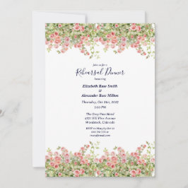 ミニマルシンプルバラつる植物リハーサルディナー 招待状