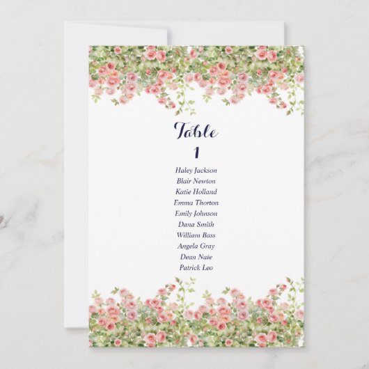 ミニマルシンプルバラつる植物座席表カード 招待状 (正面)