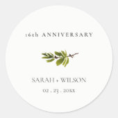 ミニマルシンプルパインブランチ任意の年周年記念 ラウンドシール (正面)