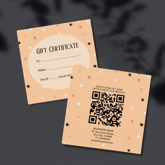 ミニマルシンプルパステルオレンジブラックスターパターン