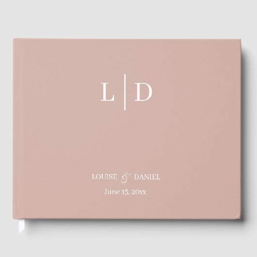 ミニマルシンプルパーソナライズされた結婚の ゲストブック (正面)