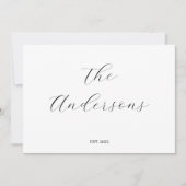 ミニマルシンプルパーソナライズされた結婚の サンキューカード (正面)