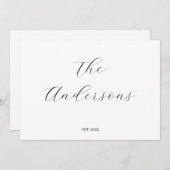 ミニマルシンプルパーソナライズされた結婚の サンキューカード (正面/裏面)