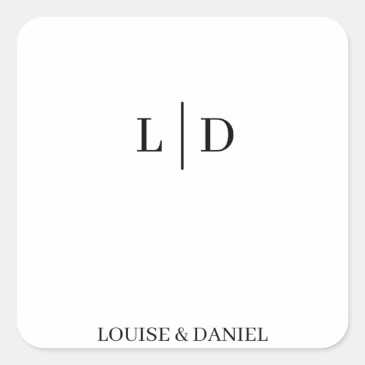 ミニマルシンプルパーソナライズされた結婚の スクエアシール (正面)