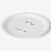 ミニマルシンプルパーソナライズされた結婚の ペーパープレート (アングル)