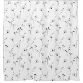 ミニマルシンプルフラワーラインアート シャワーカーテン (正面)