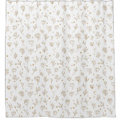 ミニマルシンプルフラワーラインアート シャワーカーテン (正面)