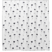 ミニマルシンプルフラワーラインアート シャワーカーテン (正面)