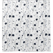 ミニマルシンプルフラワーラインアート シャワーカーテン (正面)