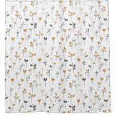 ミニマルシンプルフラワーラインアート シャワーカーテン (正面)