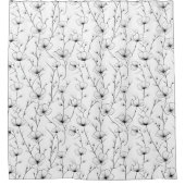 ミニマルシンプルフラワーラインアート シャワーカーテン (正面)