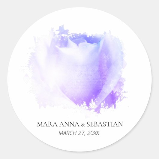 ミニマルシンプルフローラ結婚ズのカップルクラシックバラ ラウンドシール (正面)