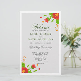 ミニマルシンプルフローラ結婚式 プログラムカード