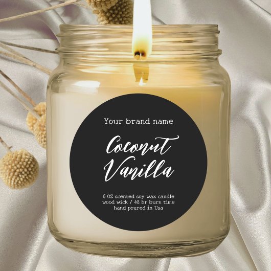 ミニマルシンプルブラック包装用キャンドルラベル ラウンドシール