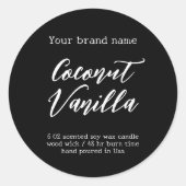 ミニマルシンプルブラック包装用キャンドルラベル ラウンドシール (正面)