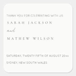 ミニマルシンプルブラック&ホワイトタイポグラフィ結婚ズ スクエアシール