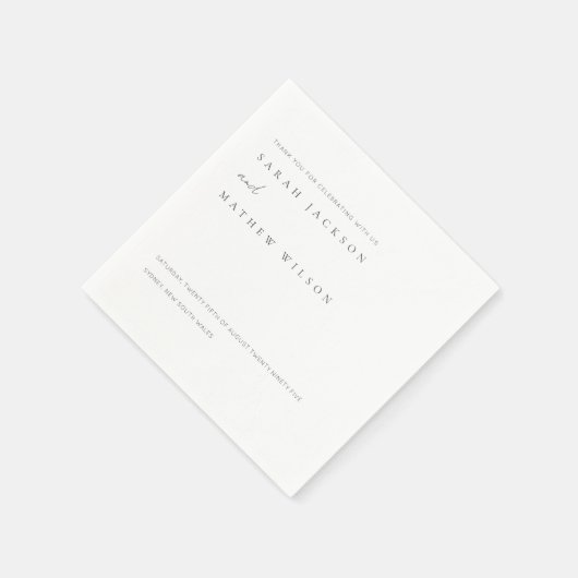 ミニマルシンプルブラック&ホワイトタイポグラフィ結婚ズ スタンダードカクテルナプキン (角)