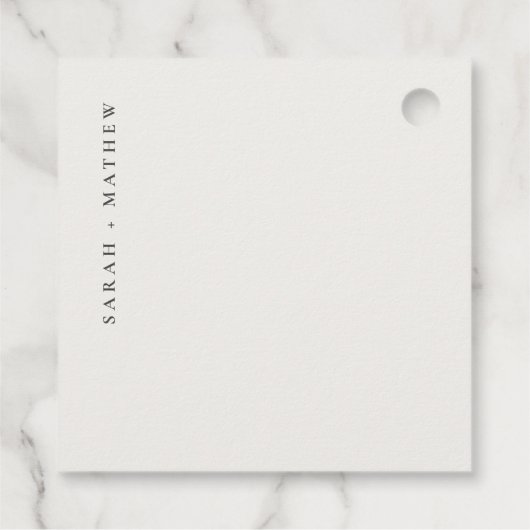 ミニマルシンプルブラック&ホワイトタイポグラフィ結婚ズ フェイバータグ (裏面)