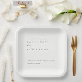 ミニマルシンプルブラック&ホワイトタイポグラフィ結婚ズ ペーパープレート