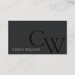 ミニマルシンプルブラック&ホワイトモノグラムイニシャル 名刺