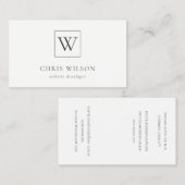 ミニマルシンプルブラック&ホワイトモノグラムイニシャル 名刺 (正面/裏面)