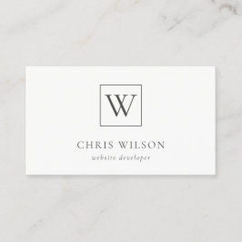 ミニマルシンプルブラック&ホワイトモノグラムイニシャル 名刺