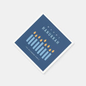 ミニマルシンプルブルーイエローキャンドルハッピーハヌッカ スタンダードカクテルナプキン (角)