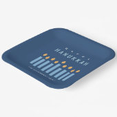 ミニマルシンプルブルーイエローキャンドルハッピーハヌッカ ペーパープレート (傾斜あり)